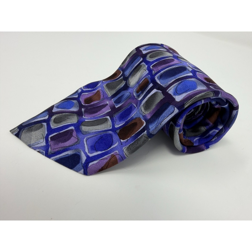 J. Garcia Men's Tie Arches Collection 100% Silk Purple Artsy Blocks‎ Abstract